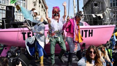 extinction rebellion 2019 piccadilly london climate activism pink boat