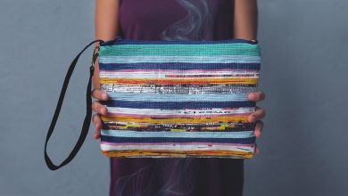 upcycled trash plastic bags handmade fashion accessories