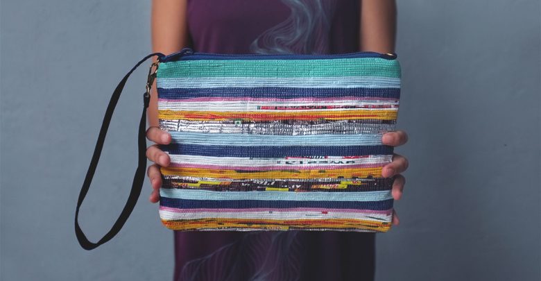 upcycled trash plastic bags handmade fashion accessories