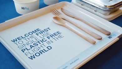 first plastic-free flight Hi Fly airline single use waste