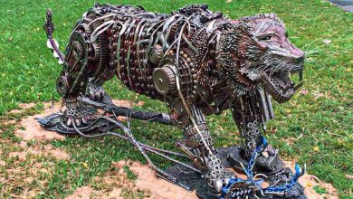 A renewed cultural storm of metal art sculpture using 100% recycled materials
